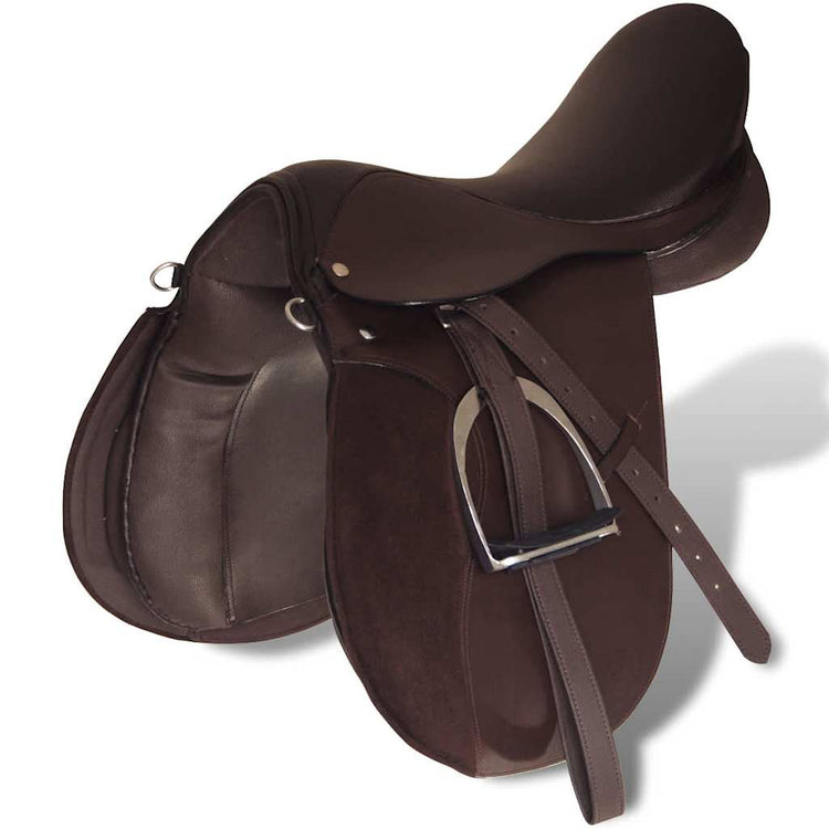 Vidaxl Real Leather Riding Seam 17,5 18 cm (5 en 1, marron)