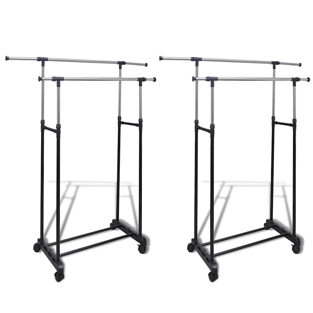 Racks de vêtements vidaxl réglables 2 m avec 2 rails de suspension