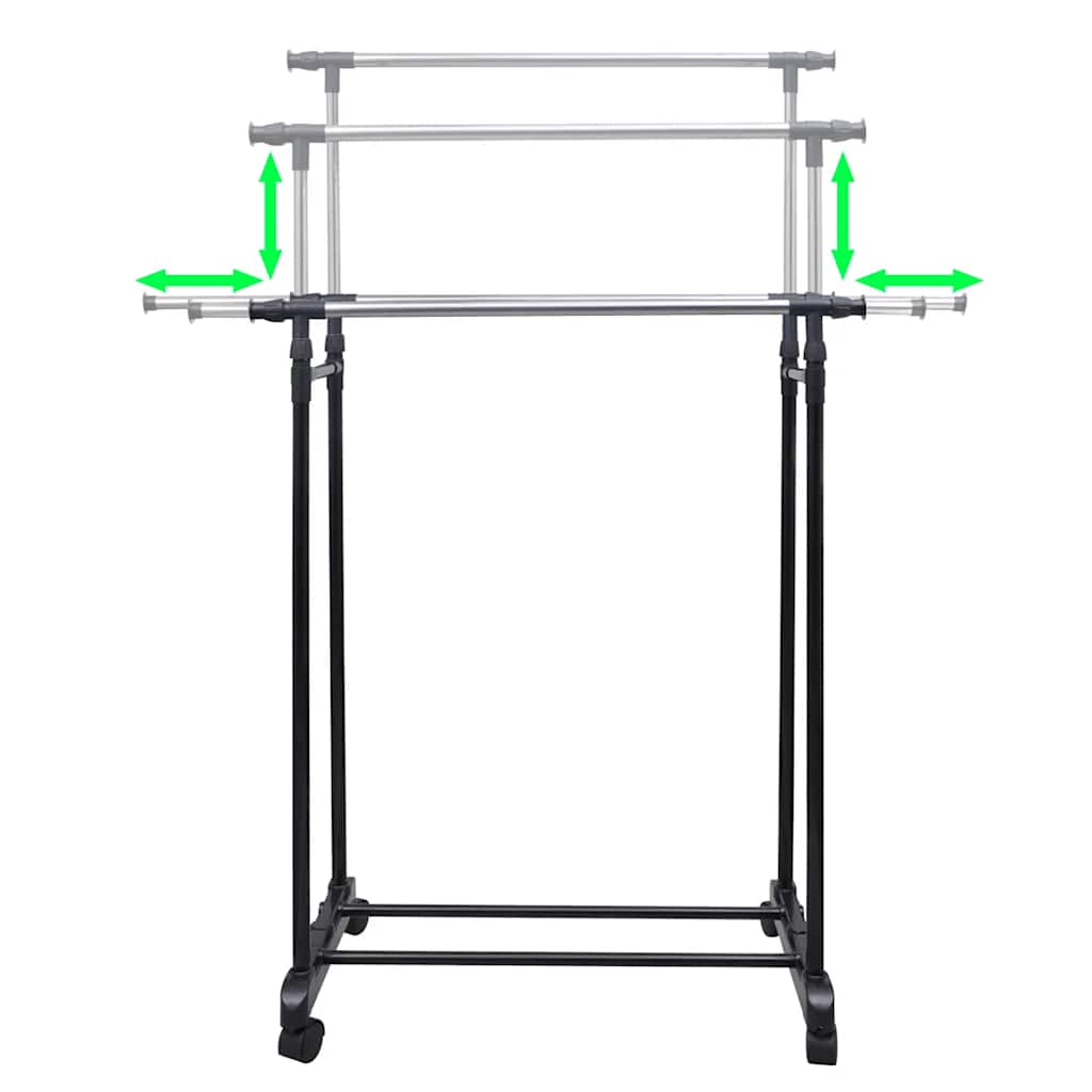 Racks de vêtements vidaxl réglables 2 m avec 2 rails de suspension