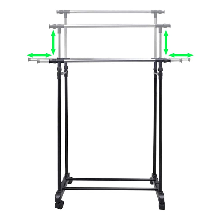 Racks de vêtements vidaxl réglables 2 m avec 2 rails de suspension