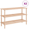 Racks de chaussures Vidaxl avec 3 étagères 2 PCS Solid Pinewood
