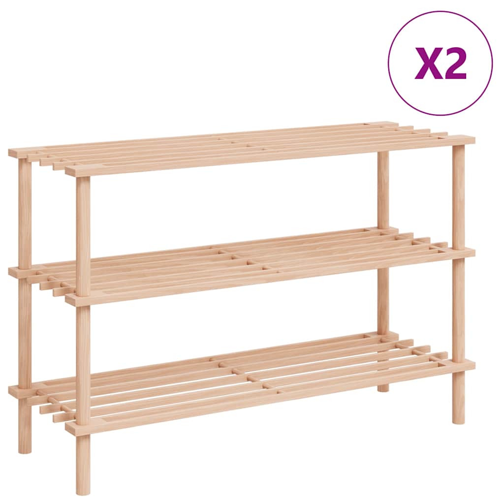 Racks de chaussures Vidaxl avec 3 étagères 2 PCS Solid Pinewood