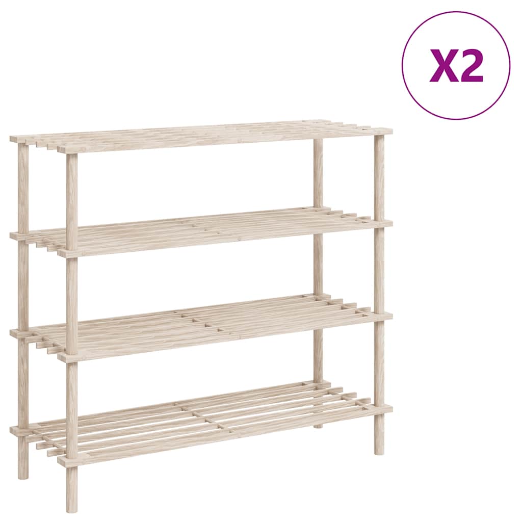 Racks de chaussures Vidaxl avec 4 étagères 2 PCS Solid Pinewood