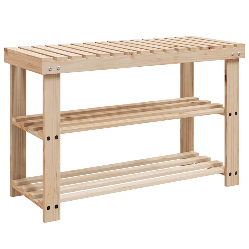 Rack à chaussures Vidaxl avec banc 2-en-1 en pin massif solide
