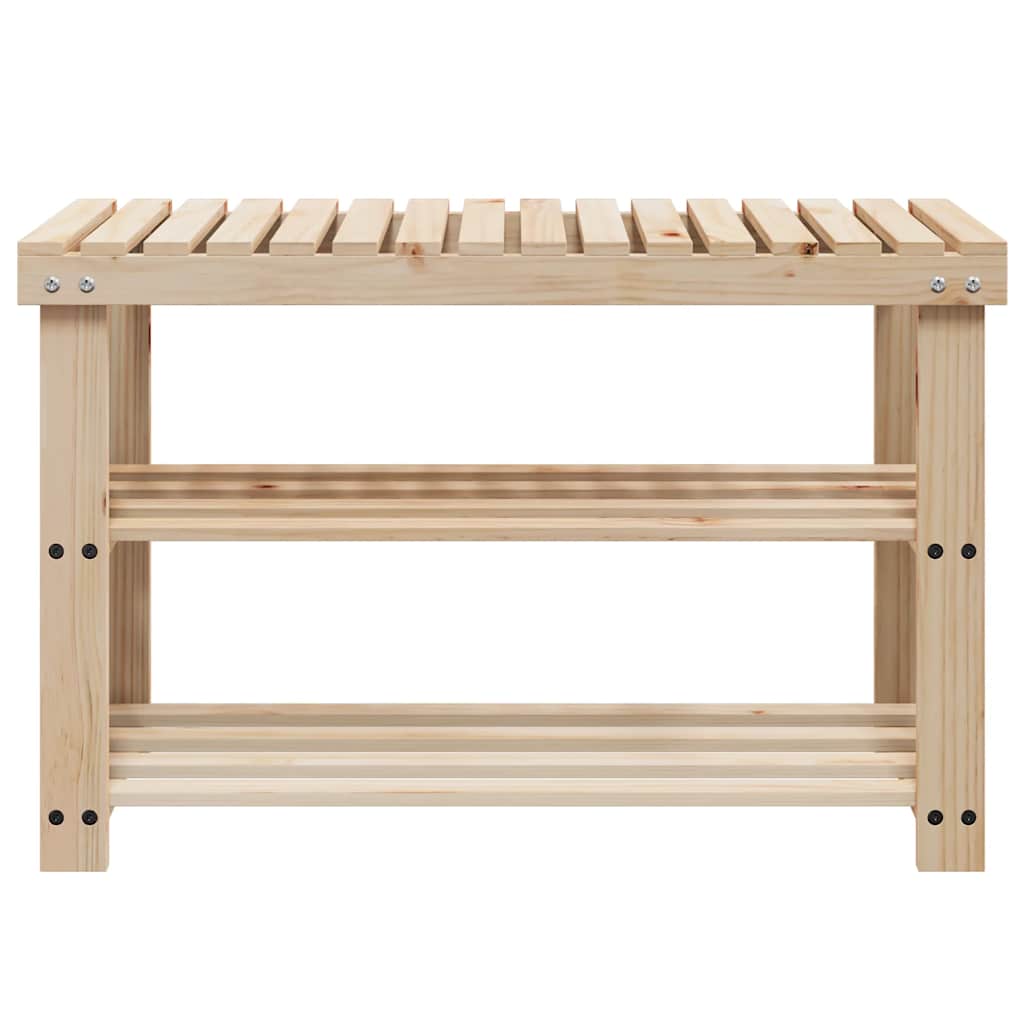 Rack à chaussures Vidaxl avec banc 2-en-1 en pin massif solide