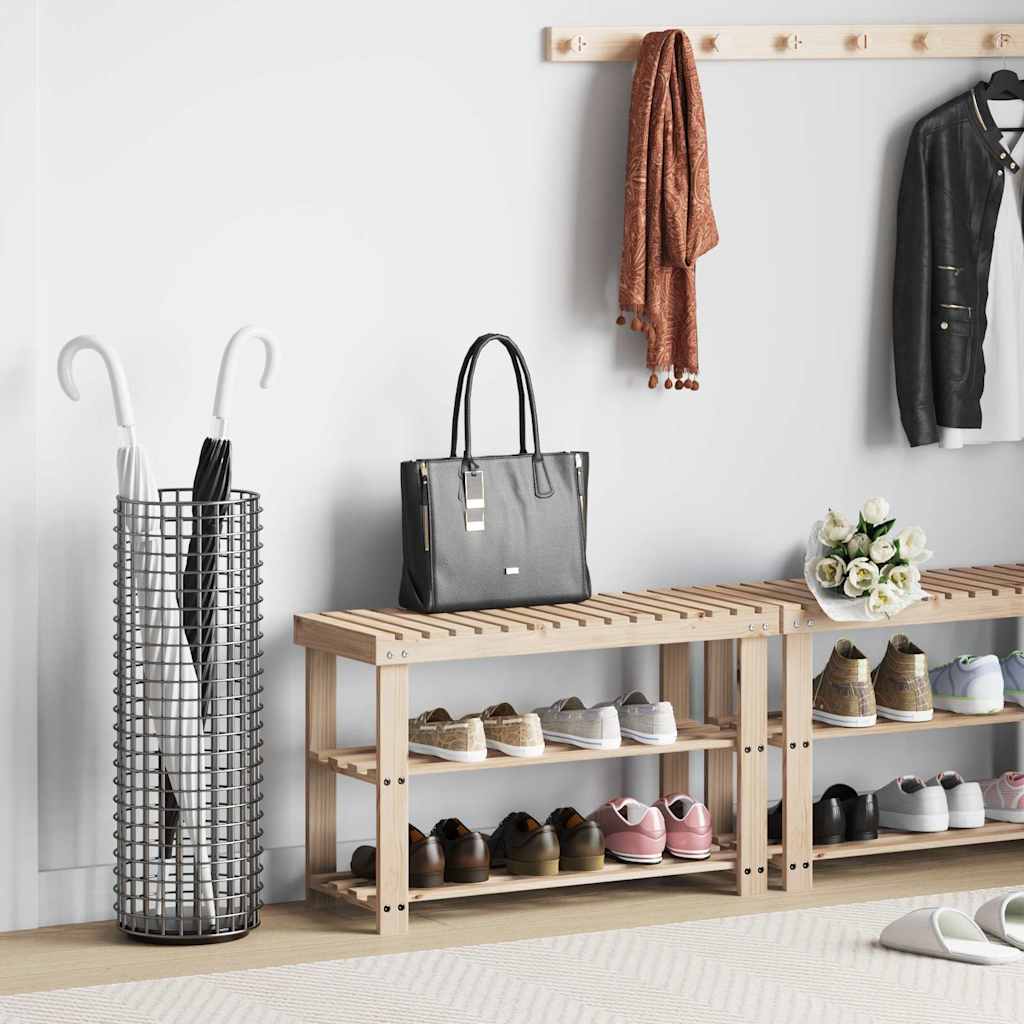 Rack à chaussures Vidaxl avec banc 2-en-1 en pin massif solide