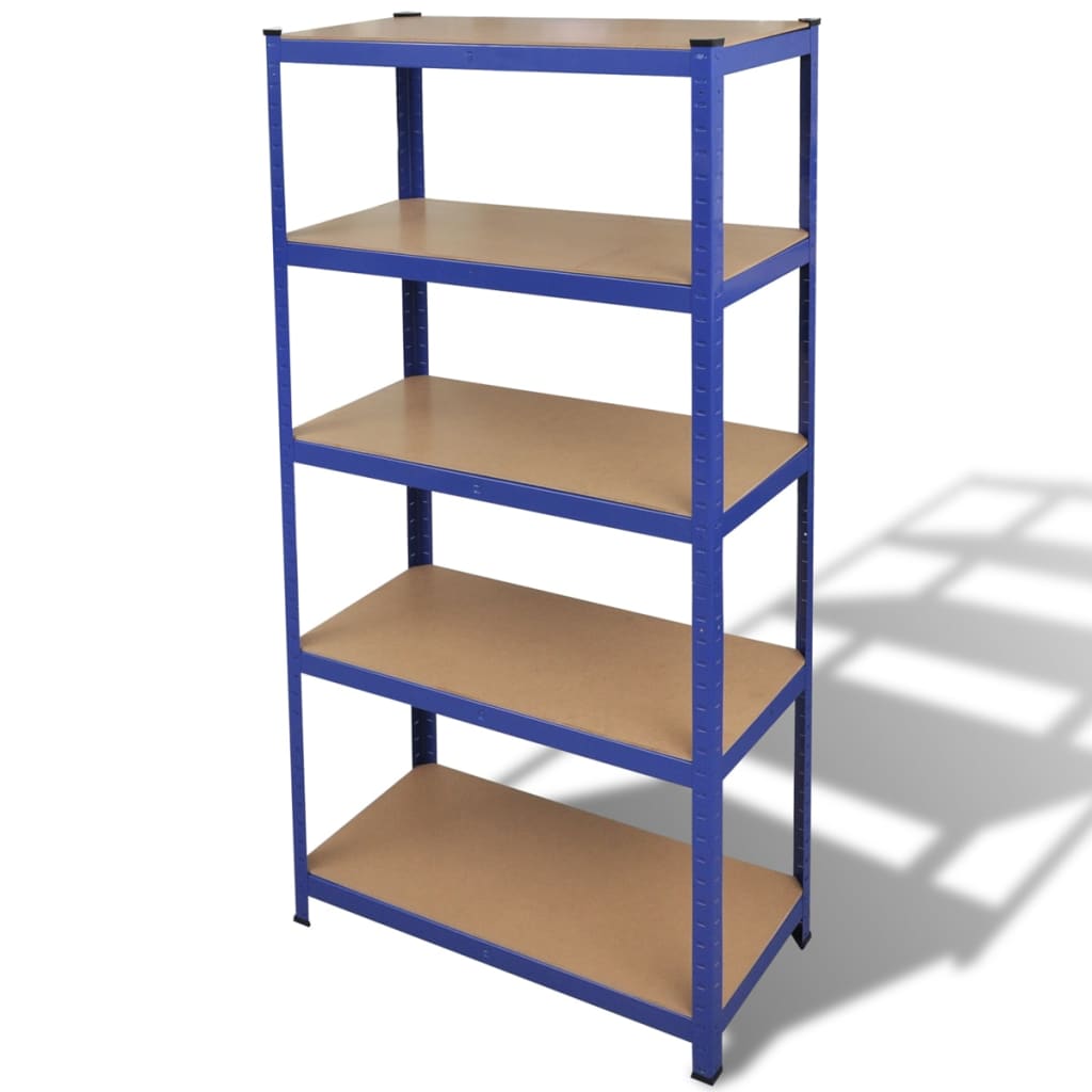 Rack de stockage Vidaxl en acier à 5 couches et bleu en bois transformé