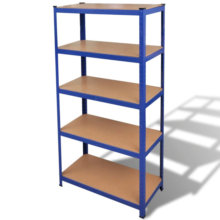 Rack de stockage Vidaxl en acier à 5 couches et bleu en bois transformé