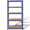 Rack de stockage Vidaxl en acier à 5 couches et bleu en bois transformé