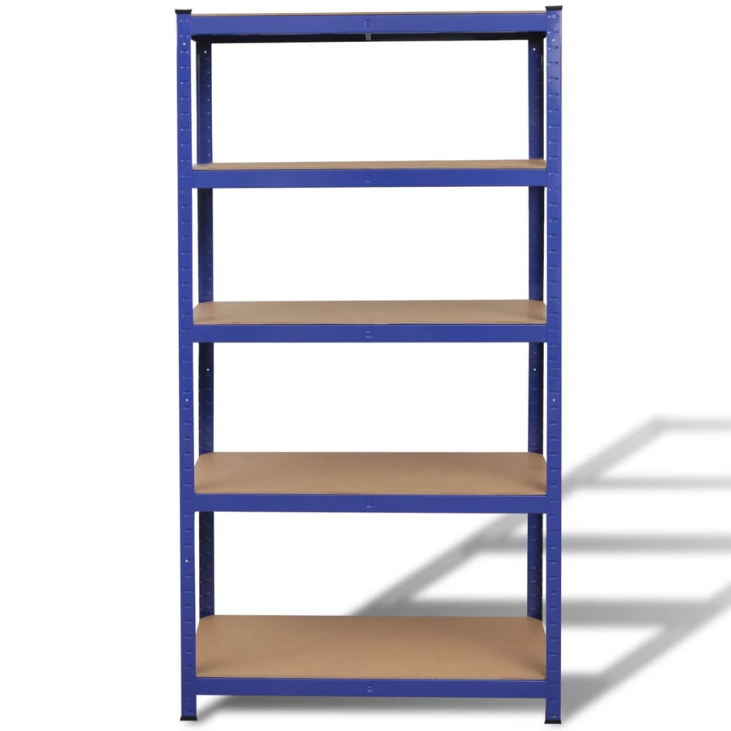 Rack de stockage Vidaxl en acier à 5 couches et bleu en bois transformé