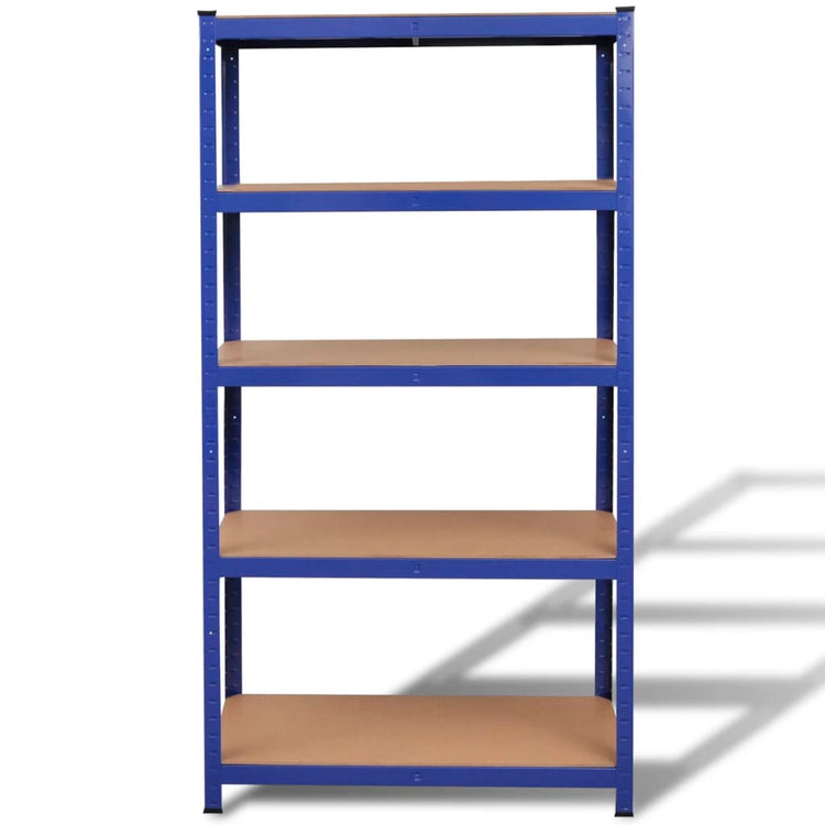 Rack de stockage Vidaxl en acier à 5 couches et bleu en bois transformé