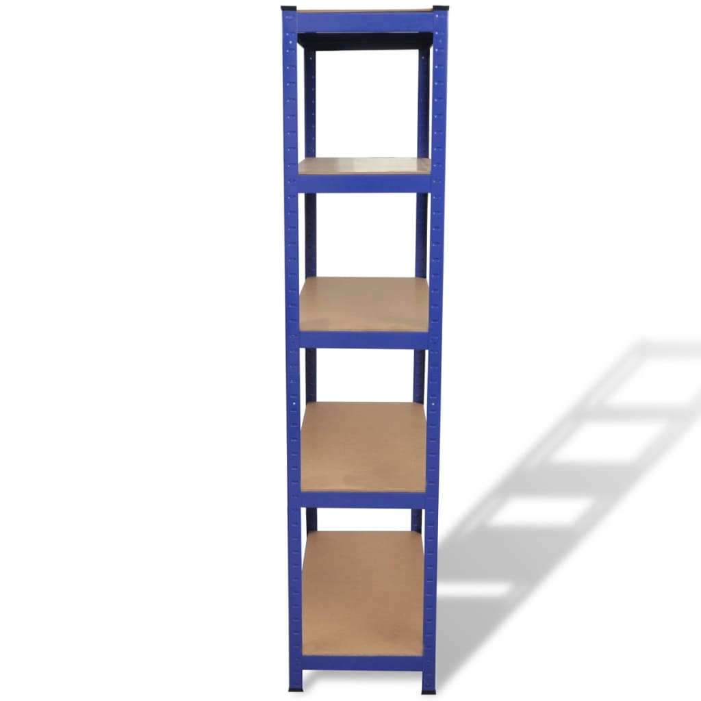 Rack de stockage Vidaxl en acier à 5 couches et bleu en bois transformé