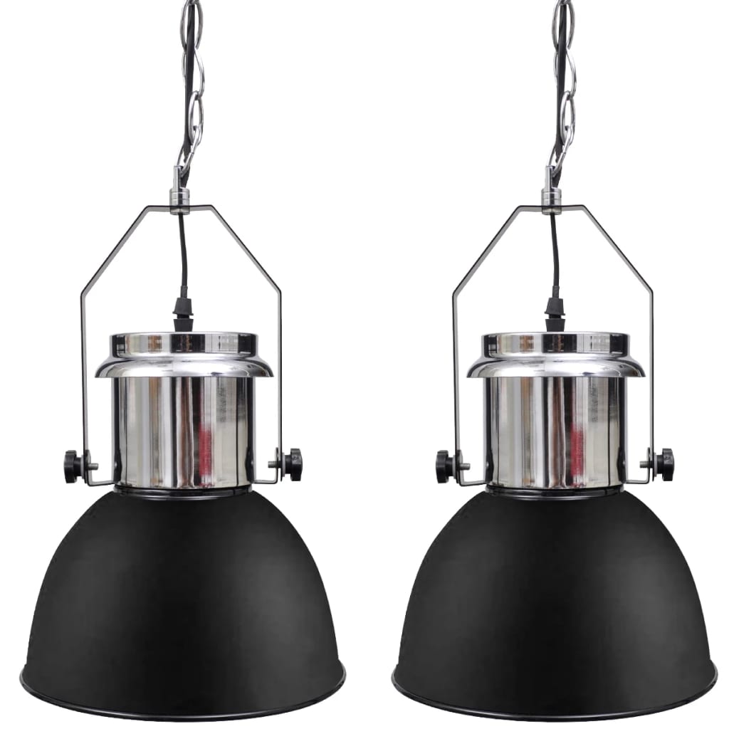 Lampes de plafond vidaxl 2 sts en hauteur en métal moderne réglable noir