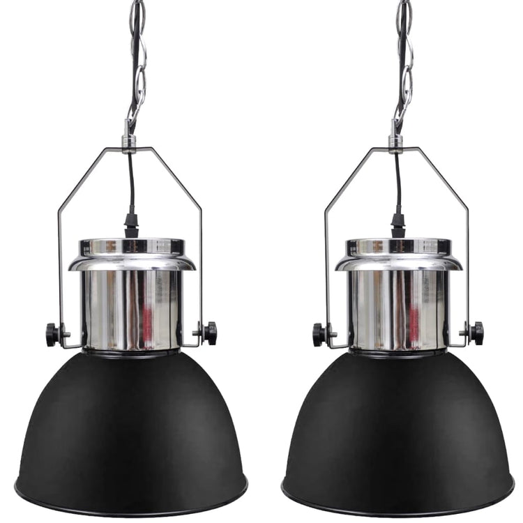 Lampes de plafond vidaxl 2 sts en hauteur en métal moderne réglable noir