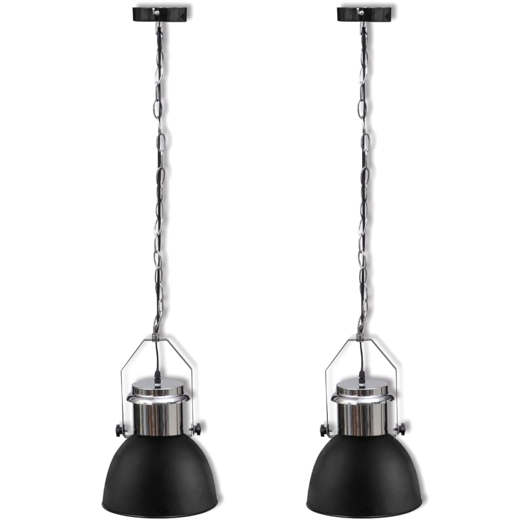 Lampes de plafond vidaxl 2 sts en hauteur en métal moderne réglable noir