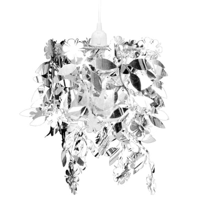 Chandelier Vidaxl avec paillettes sous forme de feuilles 21,5x30 cm argent