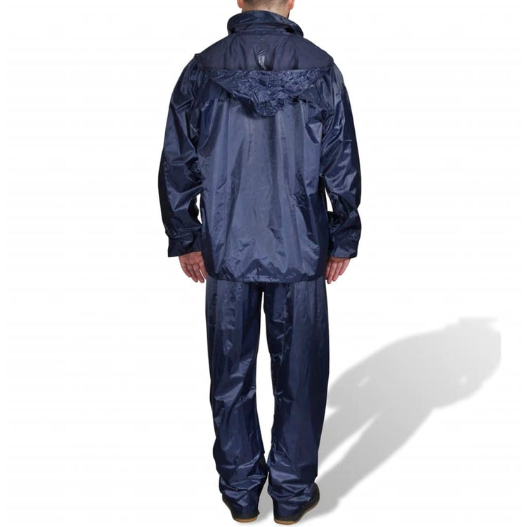Vidaxl combinaison de pluie 2 pièces avec capuche (homme bleu marine taille l)