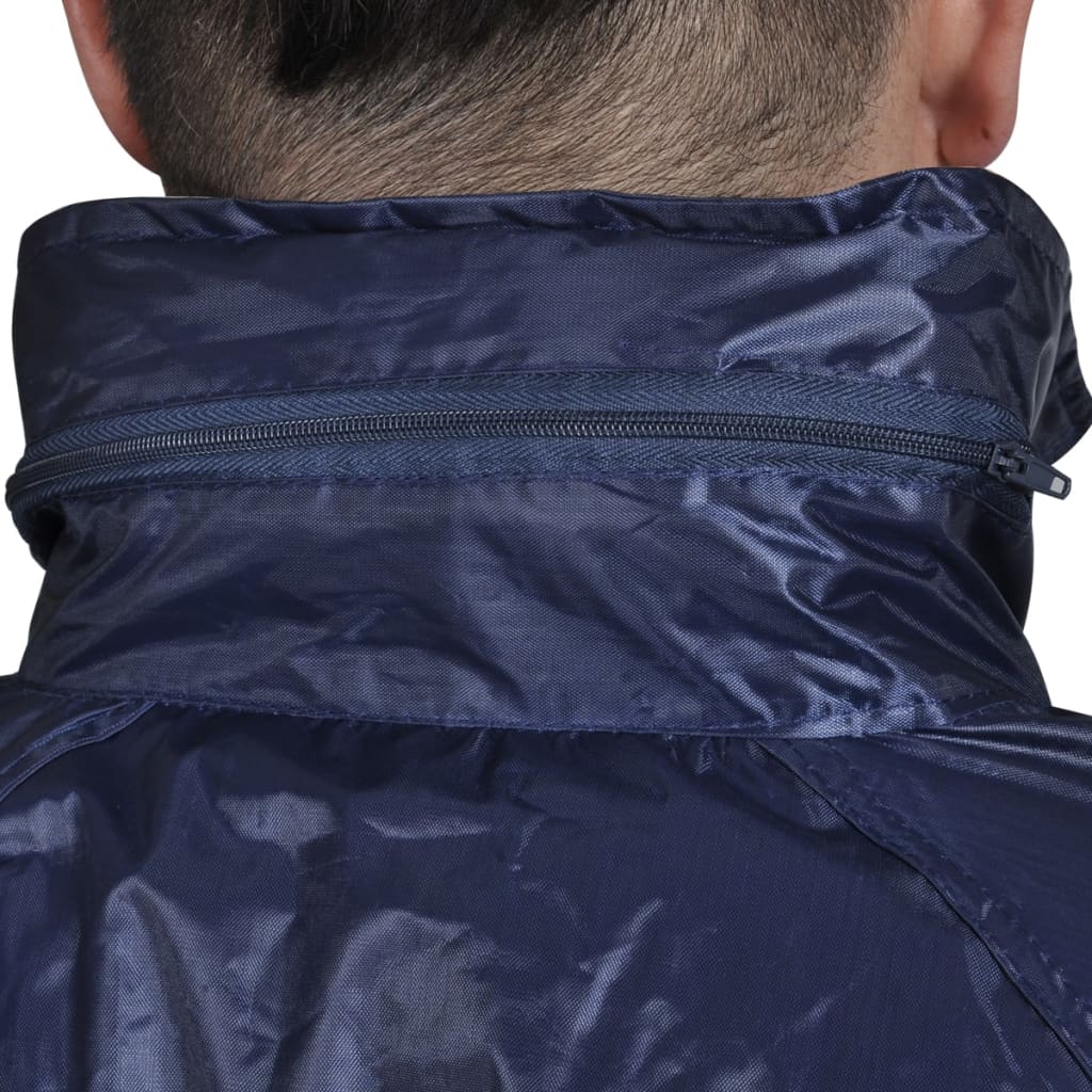 Vidaxl combinaison de pluie 2 pièces avec capuche (homme bleu marine taille l)