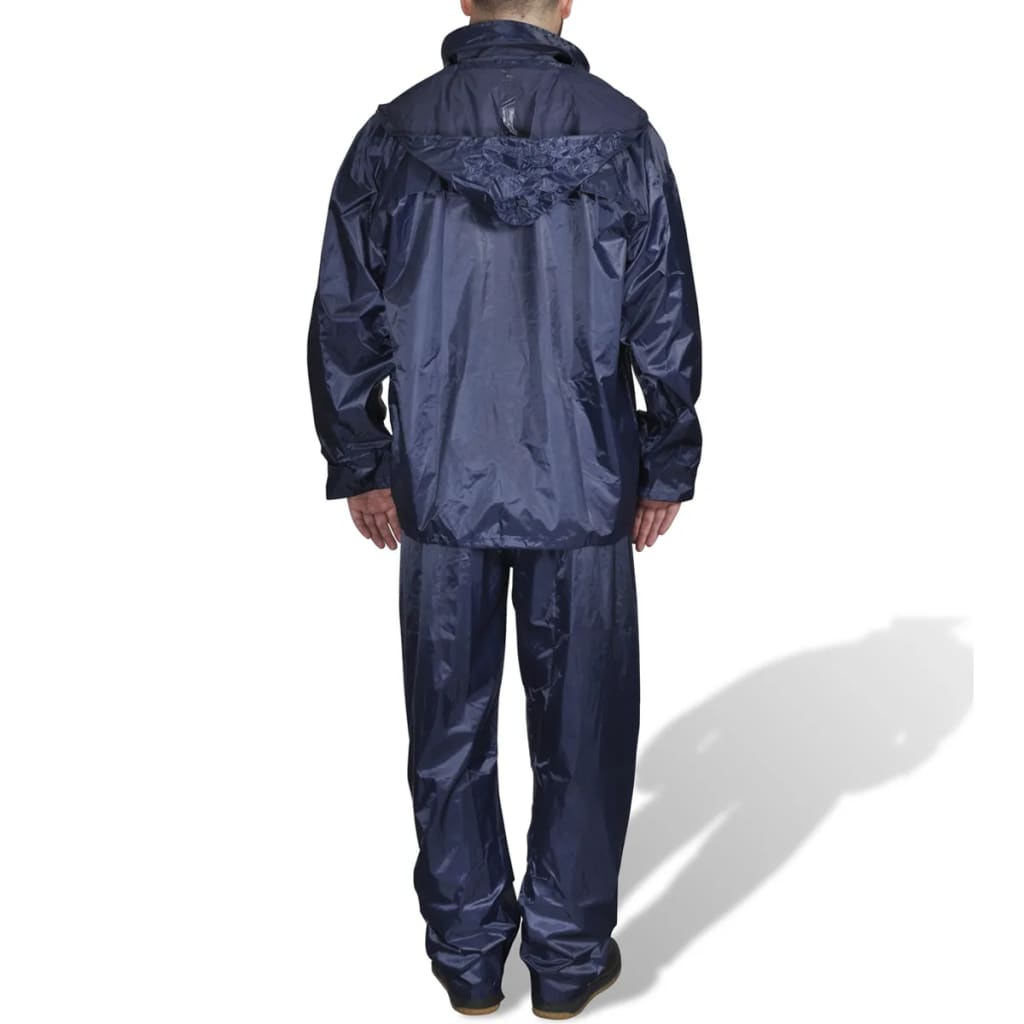Vidaxl combinaison de pluie 2 pièces avec capuche (homme bleu marine taille XL)