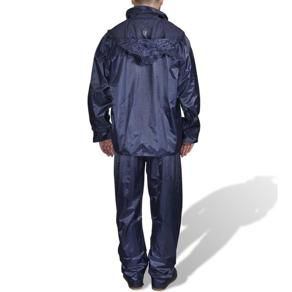 Vidaxl combinaison de pluie 2 pièces + capuche (homme bleu marine taille xxl)