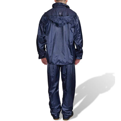Vidaxl combinaison de pluie 2 pièces + capuche (homme bleu marine taille xxl)