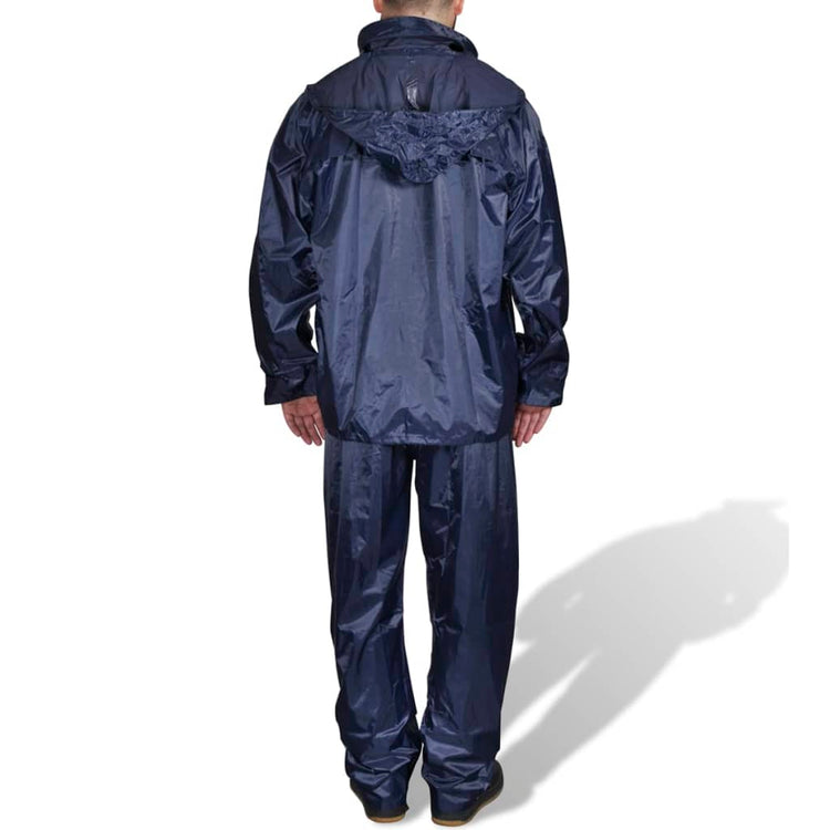 Vidaxl combinaison de pluie 2 pièces + capuche (homme bleu marine taille xxl)