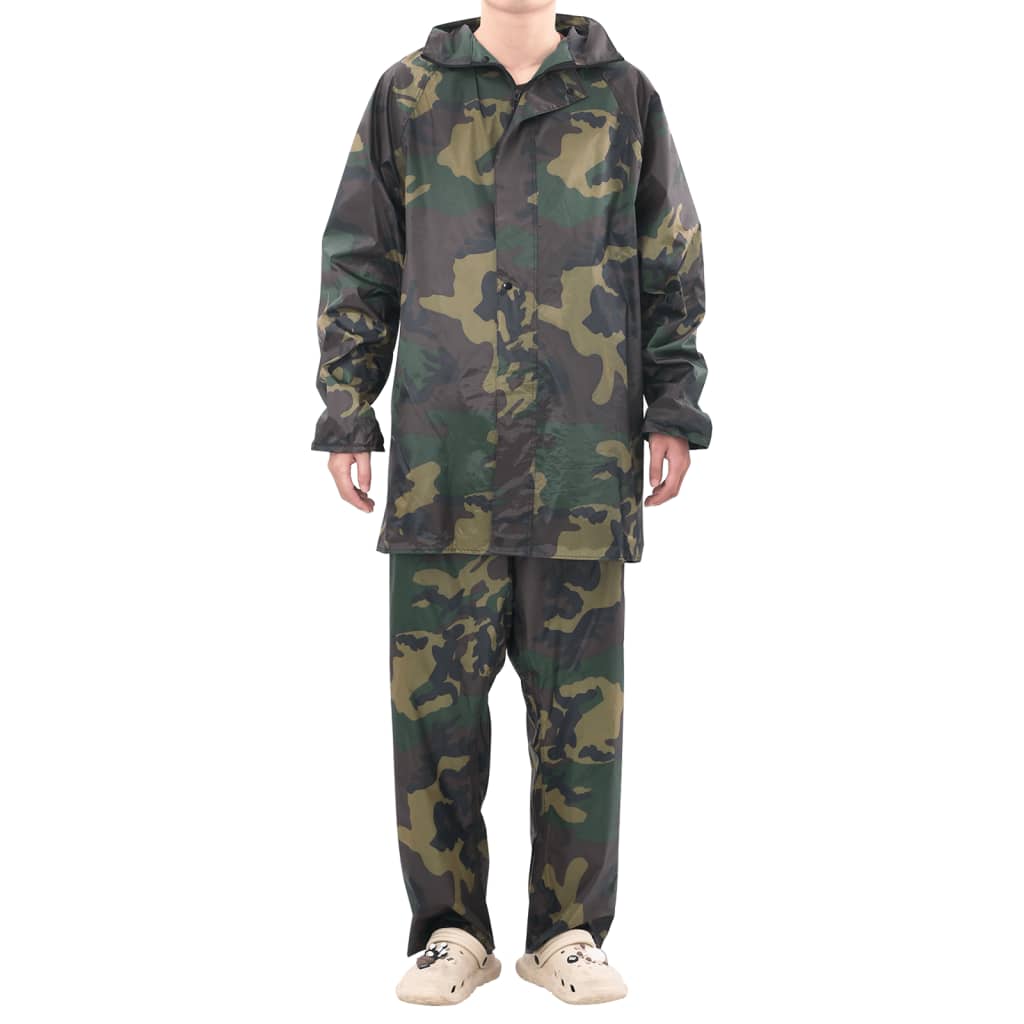 Vidaxl combinaison de pluie 2 pièces avec capuche (camouflage homme taille l)
