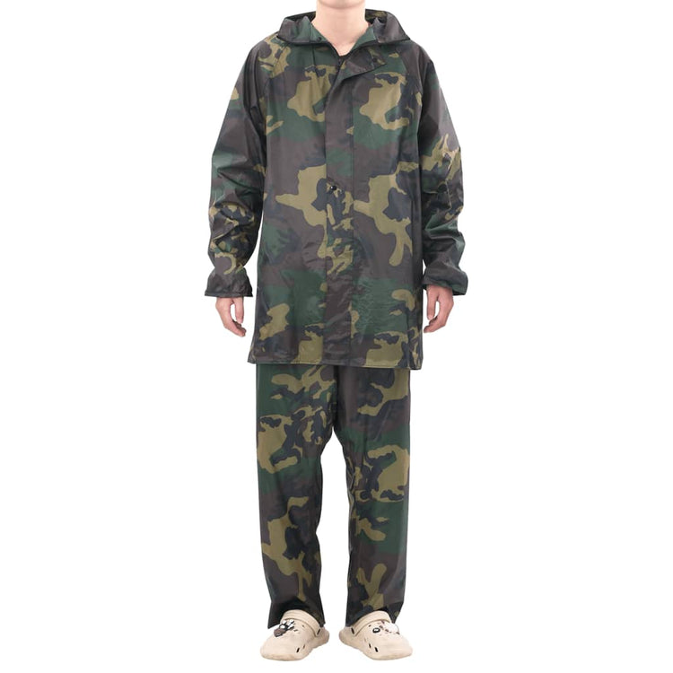 Vidaxl combinaison de pluie 2 pièces avec capuche (camouflage homme taille l)