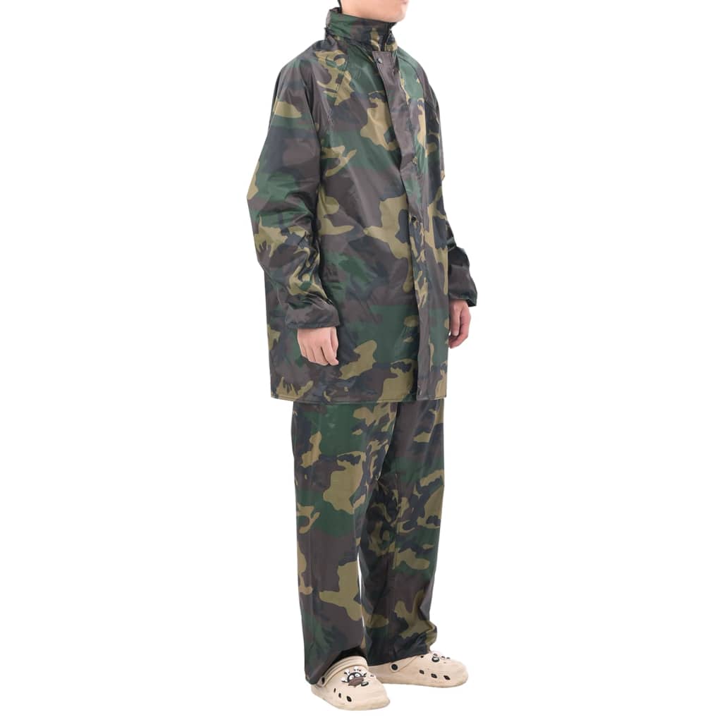 Vidaxl combinaison de pluie 2 pièces avec capuche (camouflage homme taille XL)