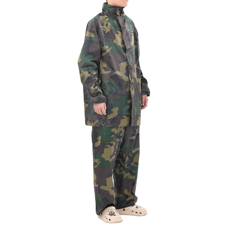 Vidaxl combinaison de pluie 2 pièces avec capuche (camouflage homme taille XL)