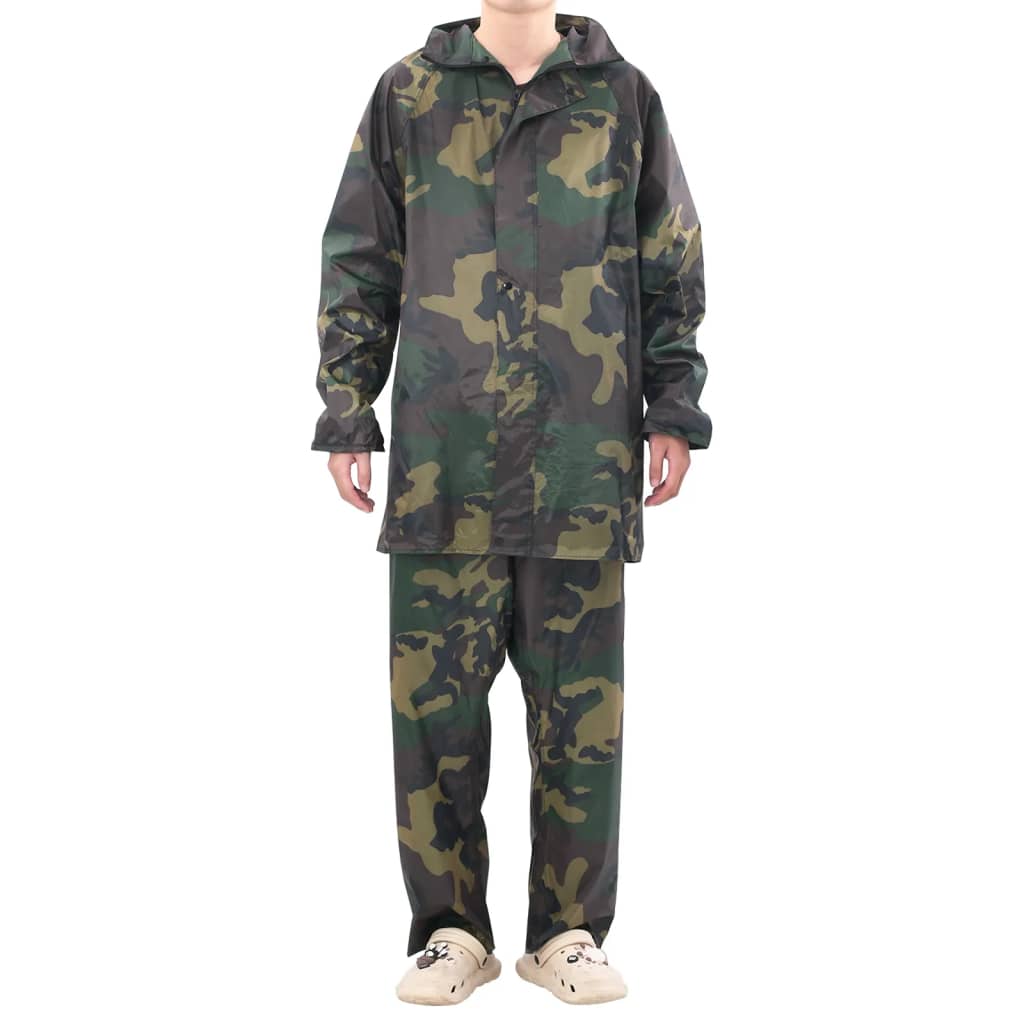 Vidaxl combinaison de pluie 2 pièces avec capuche (camouflage homme taille xxl)
