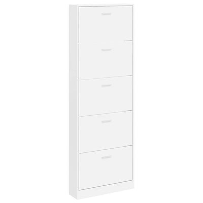 Vidaxl Shoe Cabinet Wood avec 5 compartiments de rangement blancs