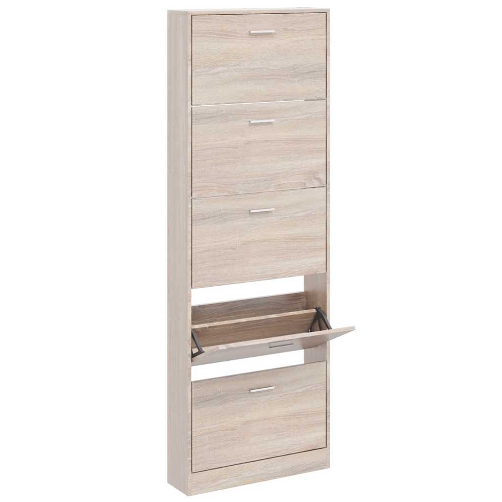 Vidaxl Shoe Cabinet Wood avec 5 compartiments de rangement Look Oak