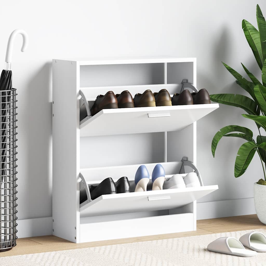Armoire à chaussures Vidaxl avec 2 compartiments de bois blanc