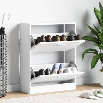 Armoire à chaussures Vidaxl avec 2 compartiments de bois blanc