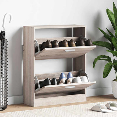 Armoire à chaussures Vidaxl avec 2 compartiments de bois de chêne