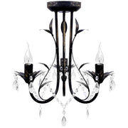 Vidaxl Chandelier Art Nouveau Perles de cristal métallique 3 ampoules noires - afbeelding 1