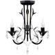 Vidaxl Chandelier Art Nouveau Perles de cristal métallique 3 ampoules noires