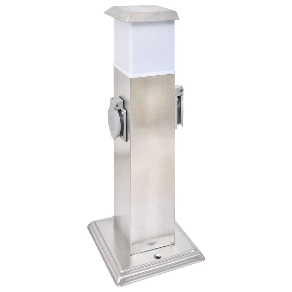 Vidaxl BuitenstopContact sur colonne avec lampe (acier inoxydable)