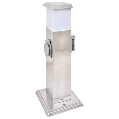 Vidaxl BuitenstopContact sur colonne avec lampe (acier inoxydable)