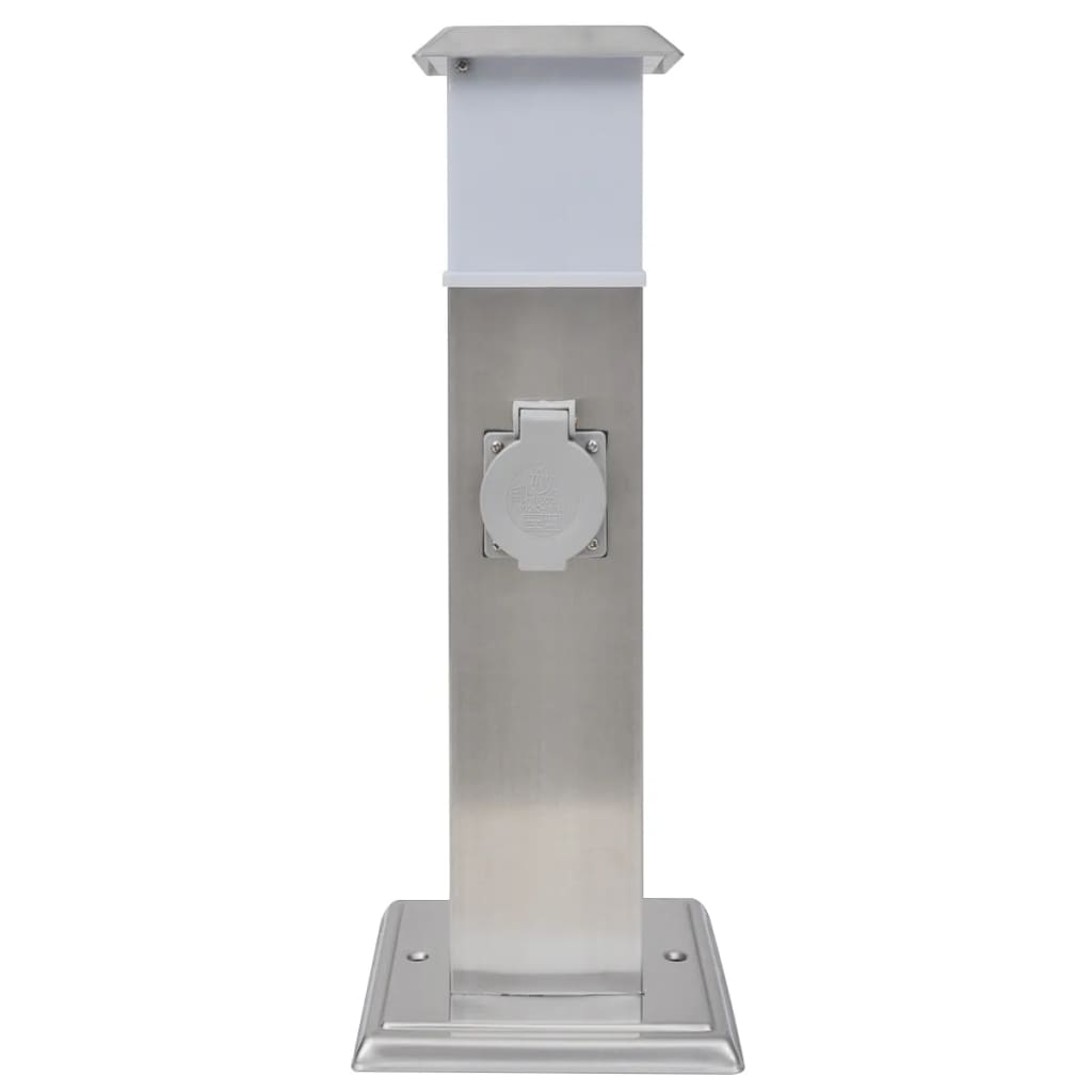 Vidaxl BuitenstopContact sur colonne avec lampe (acier inoxydable)