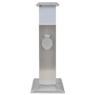 Vidaxl BuitenstopContact sur colonne avec lampe (acier inoxydable)