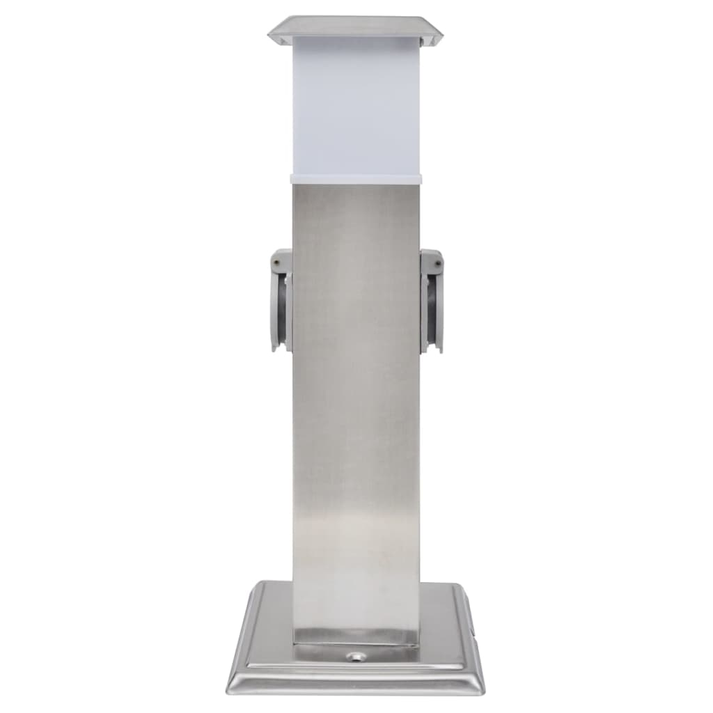 Vidaxl BuitenstopContact sur colonne avec lampe (acier inoxydable)
