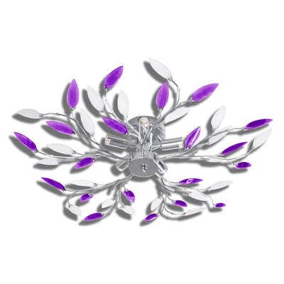 Lampe vidaxl avec des feuilles de cristal d'acrylique pour 5x e14 violet et blanc
