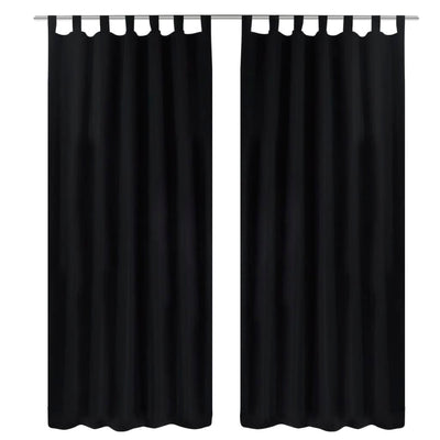 Vidaxl Micro-satin rideaux avec anneaux 140 x 175 cm 2 pièces (noir)