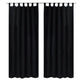 Vidaxl Micro-satin rideaux avec anneaux 140 x 175 cm 2 pièces (noir)