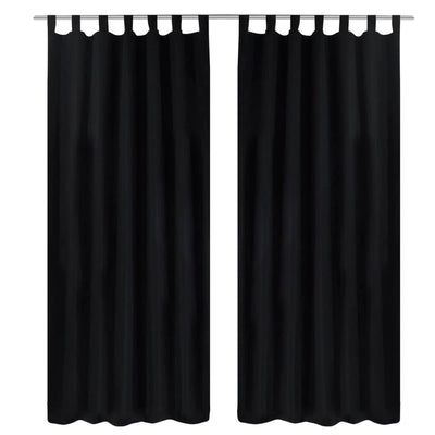 Vidaxl Micro-satin rideaux avec anneaux 140 x 225 cm 2 pièces (noir)