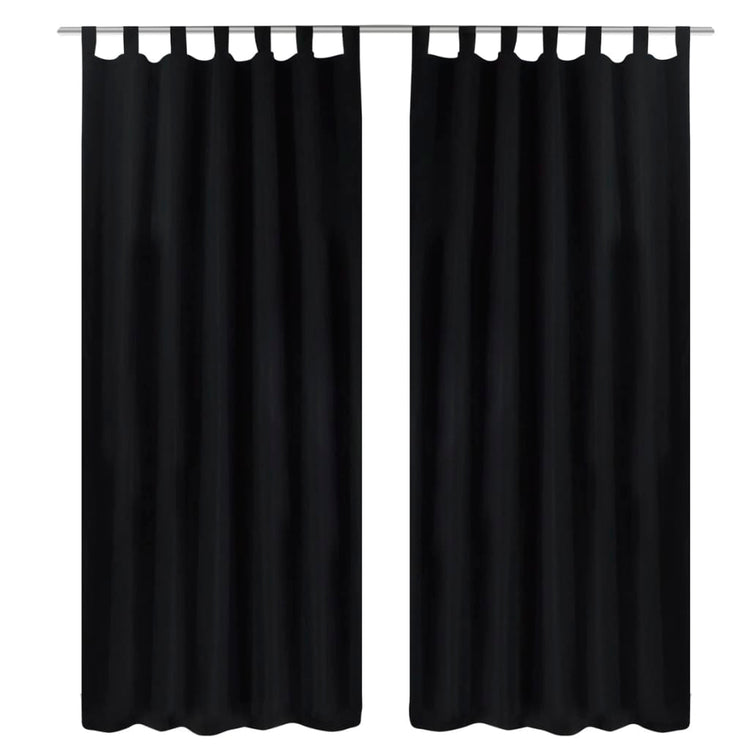 Vidaxl Micro-satin rideaux avec anneaux 140 x 225 cm 2 pièces (noir)
