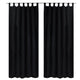 Vidaxl Micro-satin rideaux avec anneaux 140 x 225 cm 2 pièces (noir)