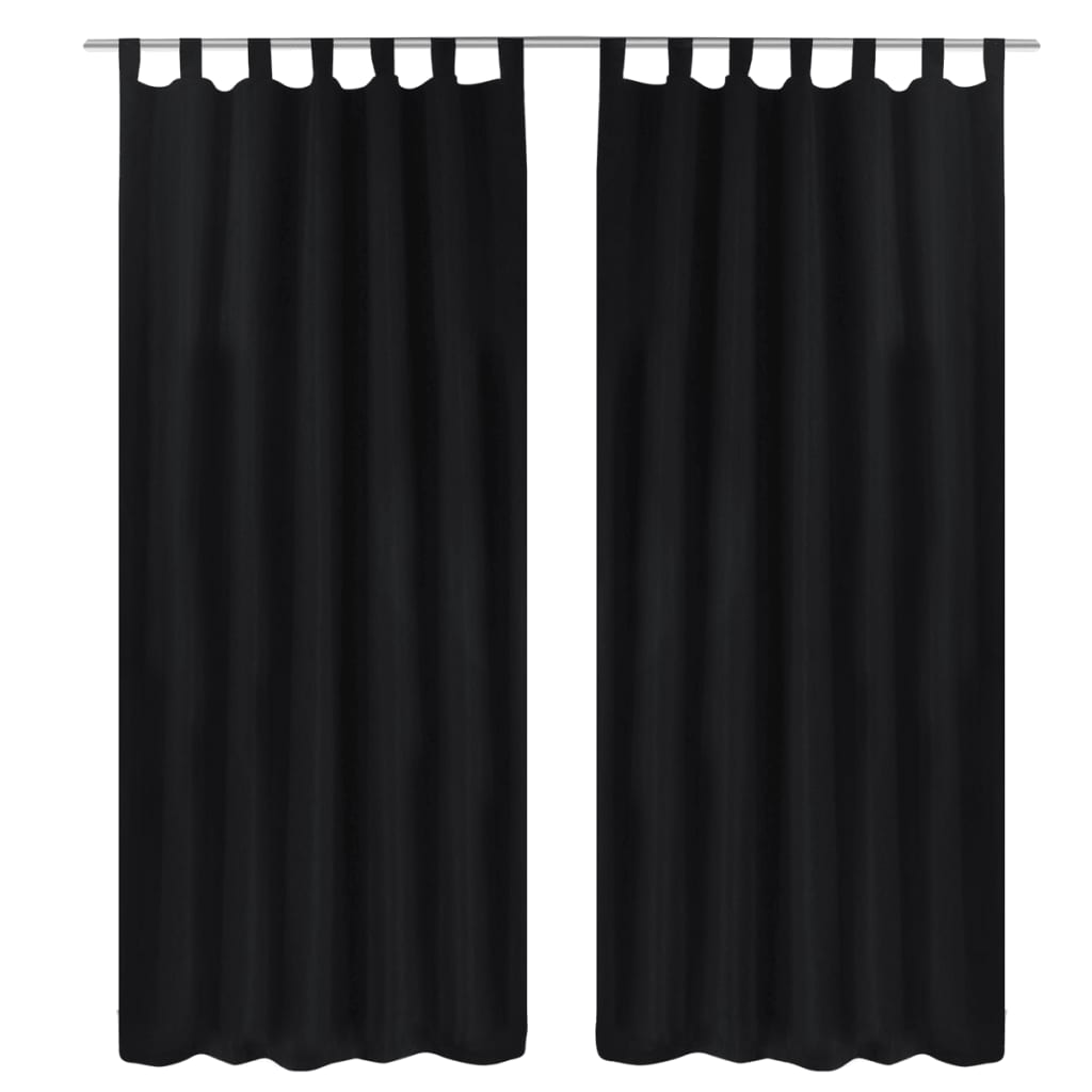 Vidaxl Micro-satin rideaux avec anneaux 140 x 245 cm 2 pièces (noir)